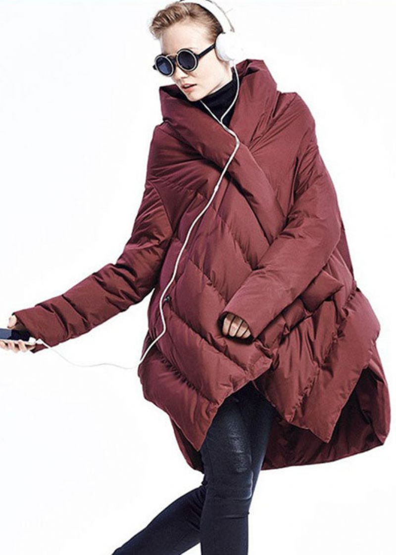 Svart Fashion Mantel Asymmetrisk Design Tjock Vinter Duck Down Coat - Svart