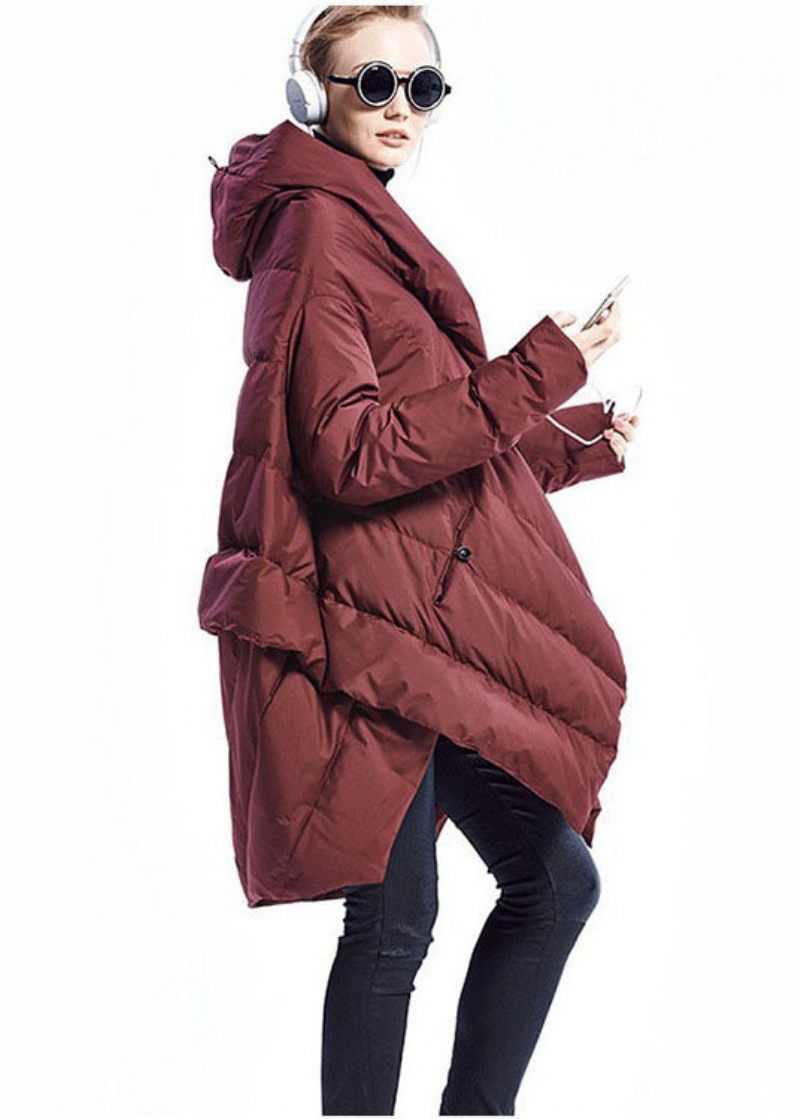 Svart Fashion Mantel Asymmetrisk Design Tjock Vinter Duck Down Coat - Svart