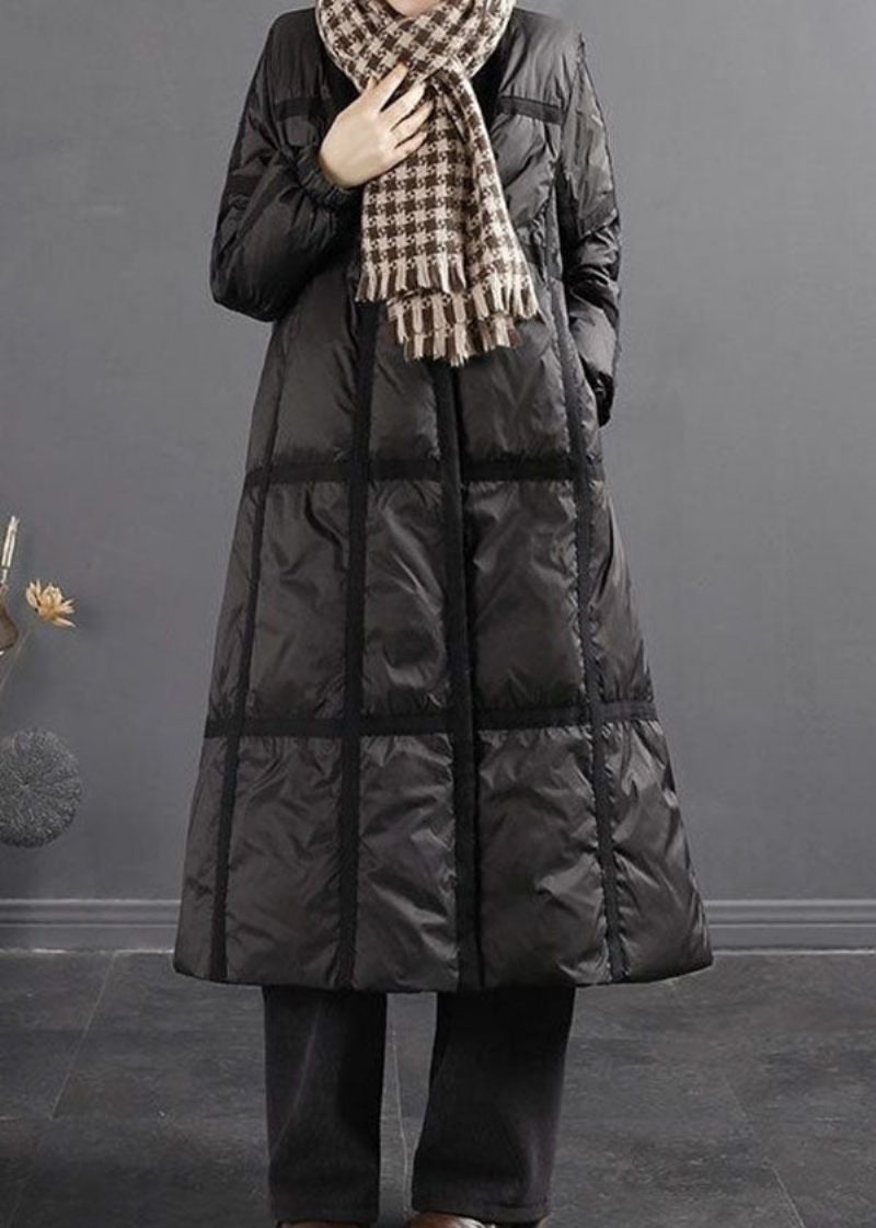 Svart Patchwork Tjock Duck Down Rock Oversized Solid Winter - Dunjackor för kvinnor