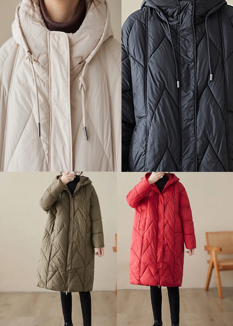 Svarta Fickor Patchwork Fin Bomullsfylld Hooded Coat Zip Up Winter - Dunjackor för kvinnor