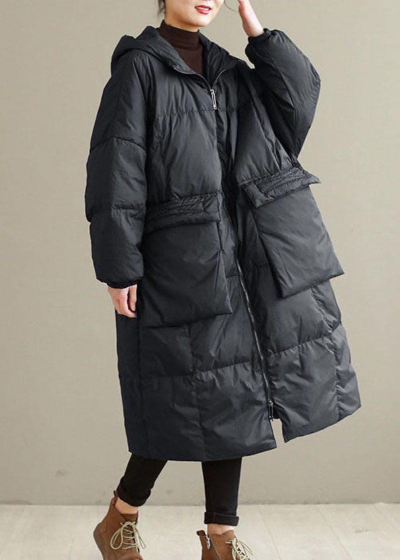 Svarta Varma Duck Down Winter Coats Zip Up - Lila