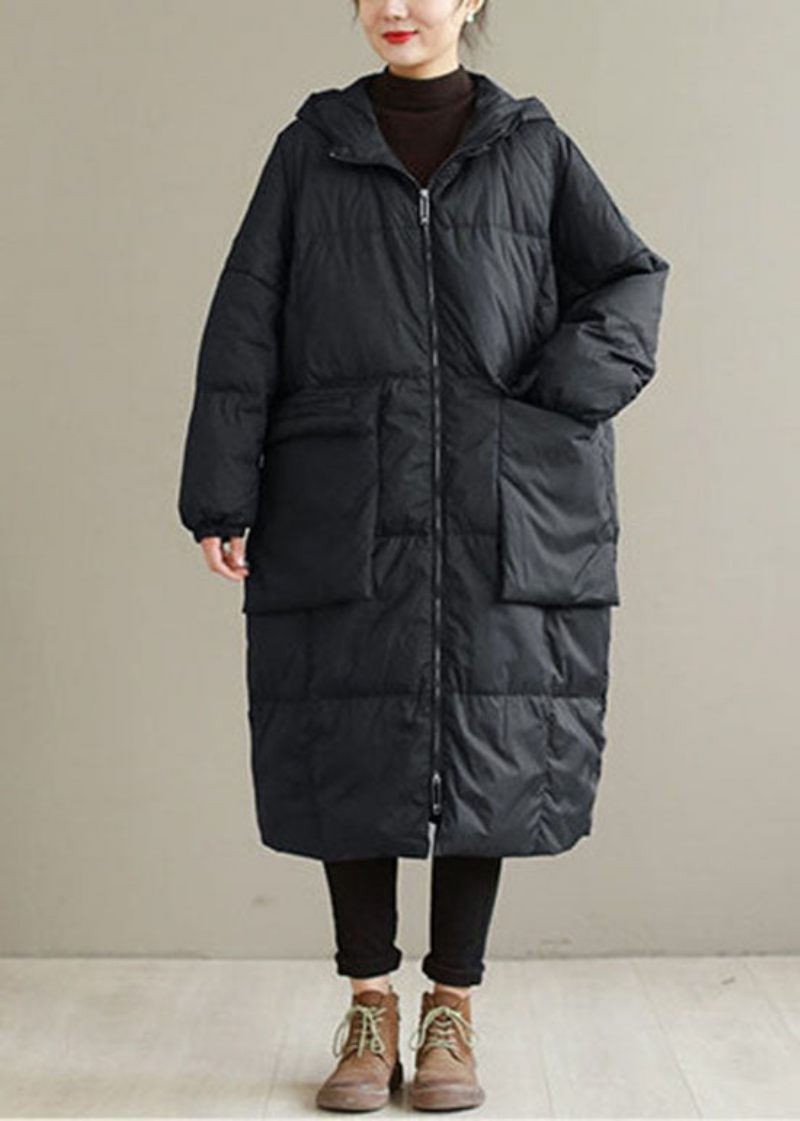 Svarta Varma Duck Down Winter Coats Zip Up - Lila