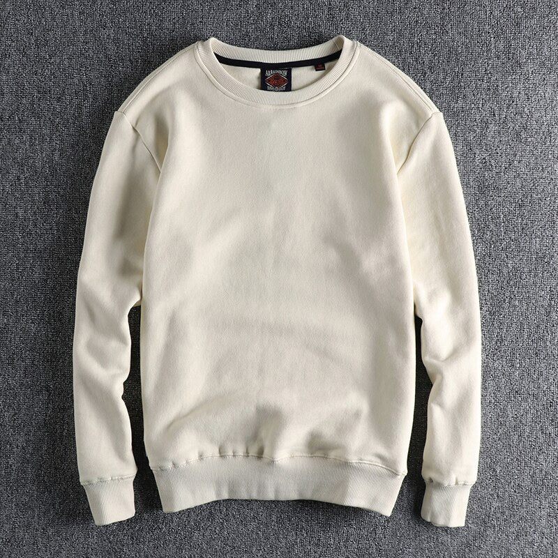 Sweatshirt Vinter Höst Herr Solid Enkel Basic Mångsidig Pullover Högkvalitativ Sammetstopp - Beige