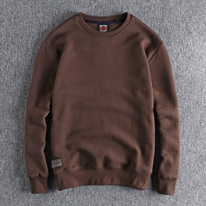 Sweatshirt Vinter Höst Herr Solid Enkel Basic Mångsidig Pullover Högkvalitativ Sammetstopp - Beige