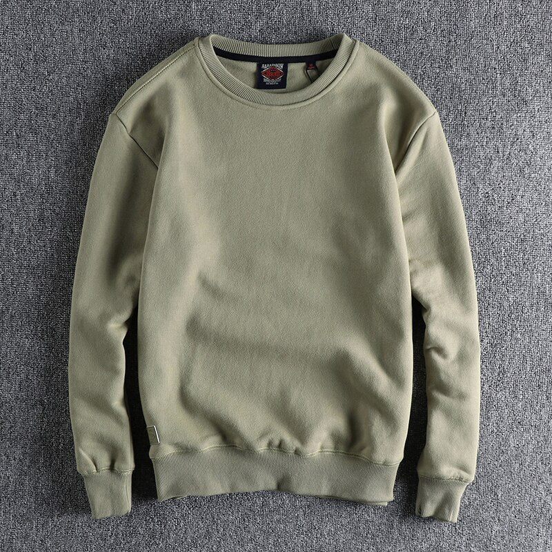 Sweatshirt Vinter Höst Herr Solid Enkel Basic Mångsidig Pullover Högkvalitativ Sammetstopp - Beige