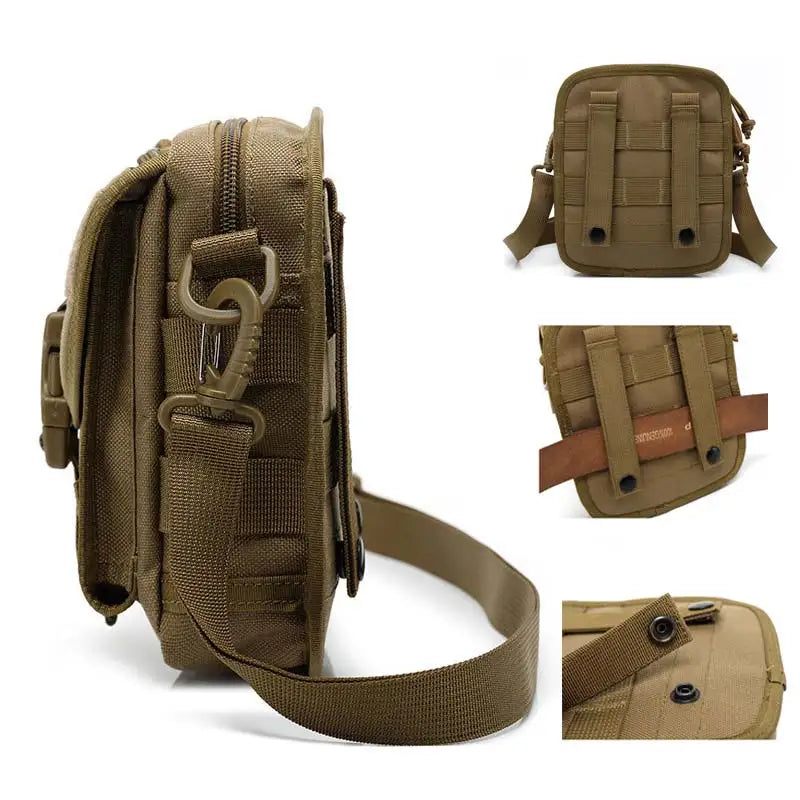 Tactical Bag Nylon Midjeväska Camping Messenger Bag - Kaki