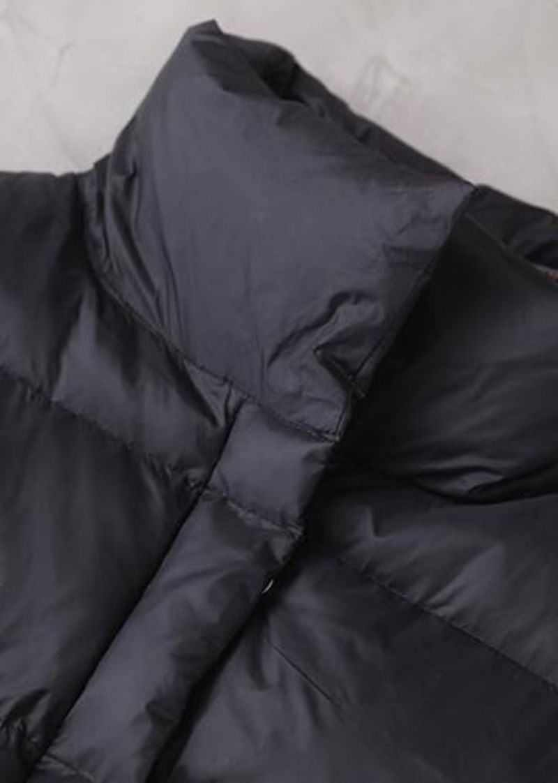 Tjock Svart Kvinnor Parkas Oversized Dunjacka Ärmlös Stativ Krage Vinter Kort Ytterkläder - Dunjackor för kvinnor