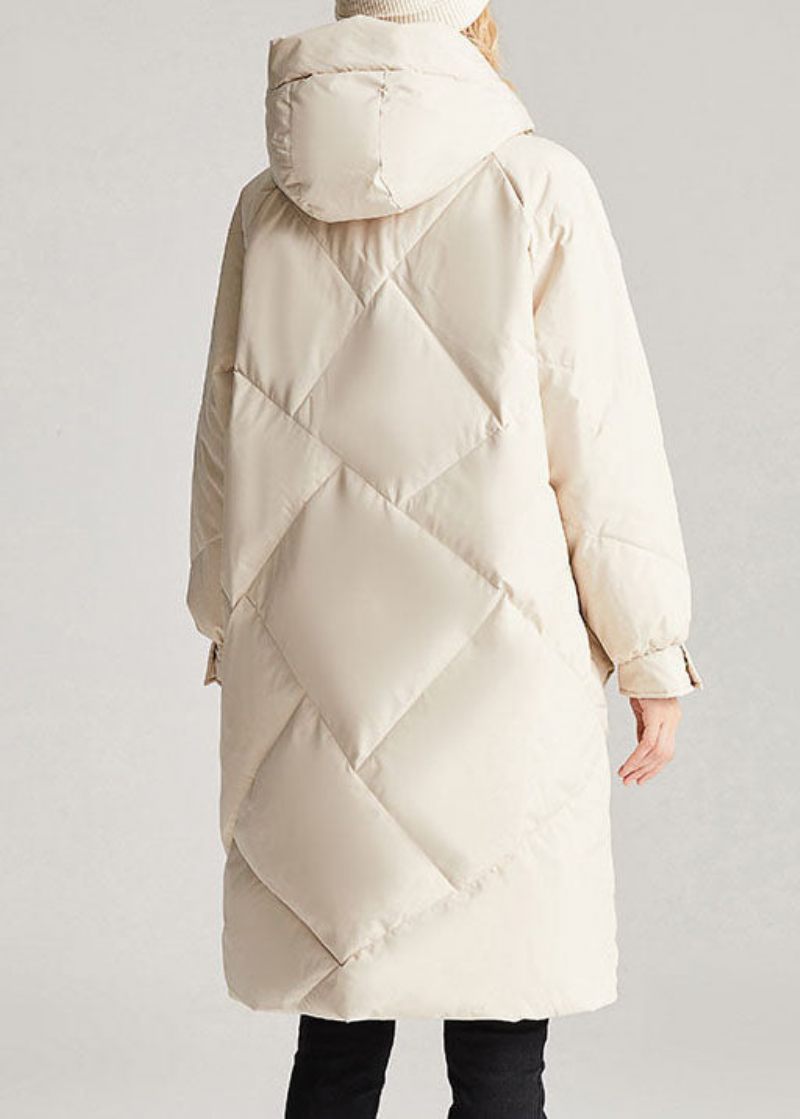 Trendiga Beige Fickor Med Dragkedjor Casual Winter Duck Down Jacket - Dunjackor för kvinnor