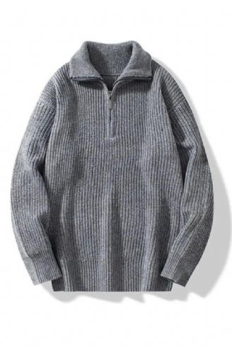 Tröja Herr Casual Varm Lös Dragkedja Långärmade Tröjor Jumper Kläder Stickat Pull