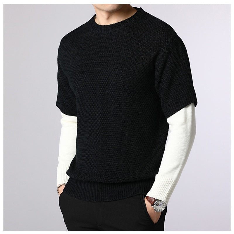 Tröja Herr Vår Höst Varm Patchwork Tröjor Casual O-ringad Pull Homme Långärmad - Kaffe