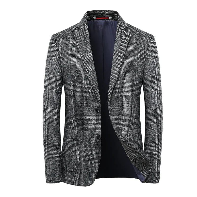 Ull Varma Män För Blazer Höst Vinter Män Smart Casual Klassisk Enkelknäppt Kavaj - Grå