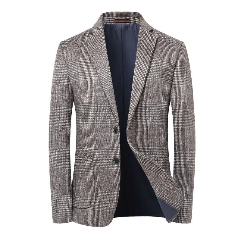 Ull Varma Män För Blazer Höst Vinter Män Smart Casual Klassisk Enkelknäppt Kavaj - Grå