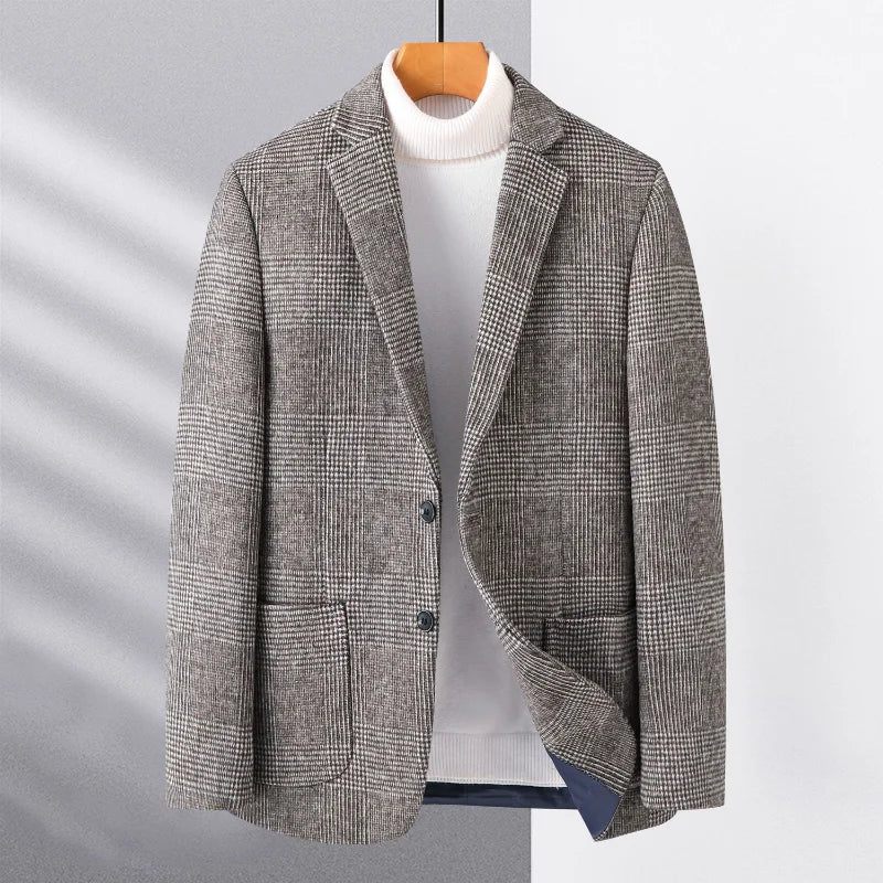 Ull Varma Män För Blazer Höst Vinter Män Smart Casual Klassisk Enkelknäppt Kavaj - Grå