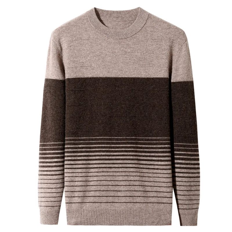 Ullrandig O-ringad Tröja Herrkläder Höst Vinter Nyankomst Klassisk Pullover Pull Homme - Grön