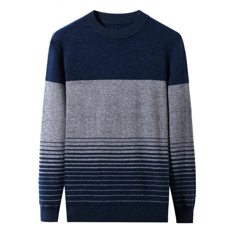 Ullrandig O-ringad Tröja Herrkläder Höst Vinter Nyankomst Klassisk Pullover Pull Homme - Grön