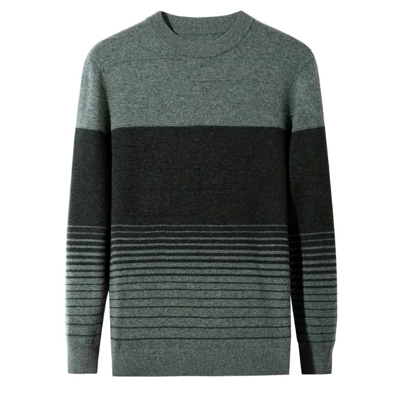 Ullrandig O-ringad Tröja Herrkläder Höst Vinter Nyankomst Klassisk Pullover Pull Homme - Grön