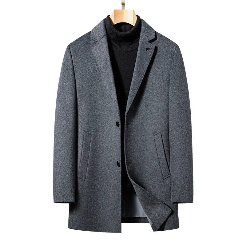 Ullrock Herr Business Casual Trenchcoat Kappa Män Tjock - Grå