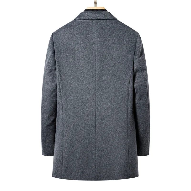 Ullrock Herr Business Casual Trenchcoat Kappa Män Tjock - Grå