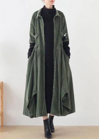 Unik Grön Fashion Trenchcoat Tunic Tops Falska Tvådelade Vårrockar