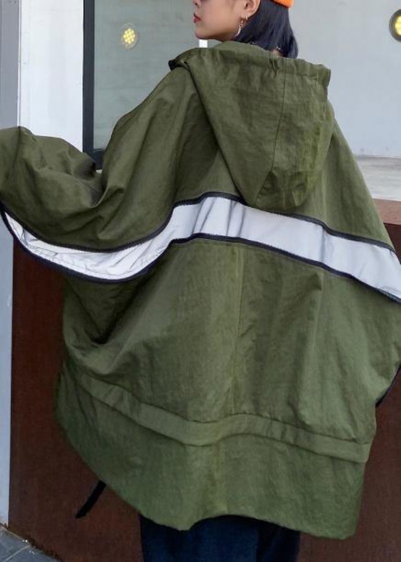 Unika Huvfickor Mode Höstkappa Armégrön Baggy Kappa - Armégrön