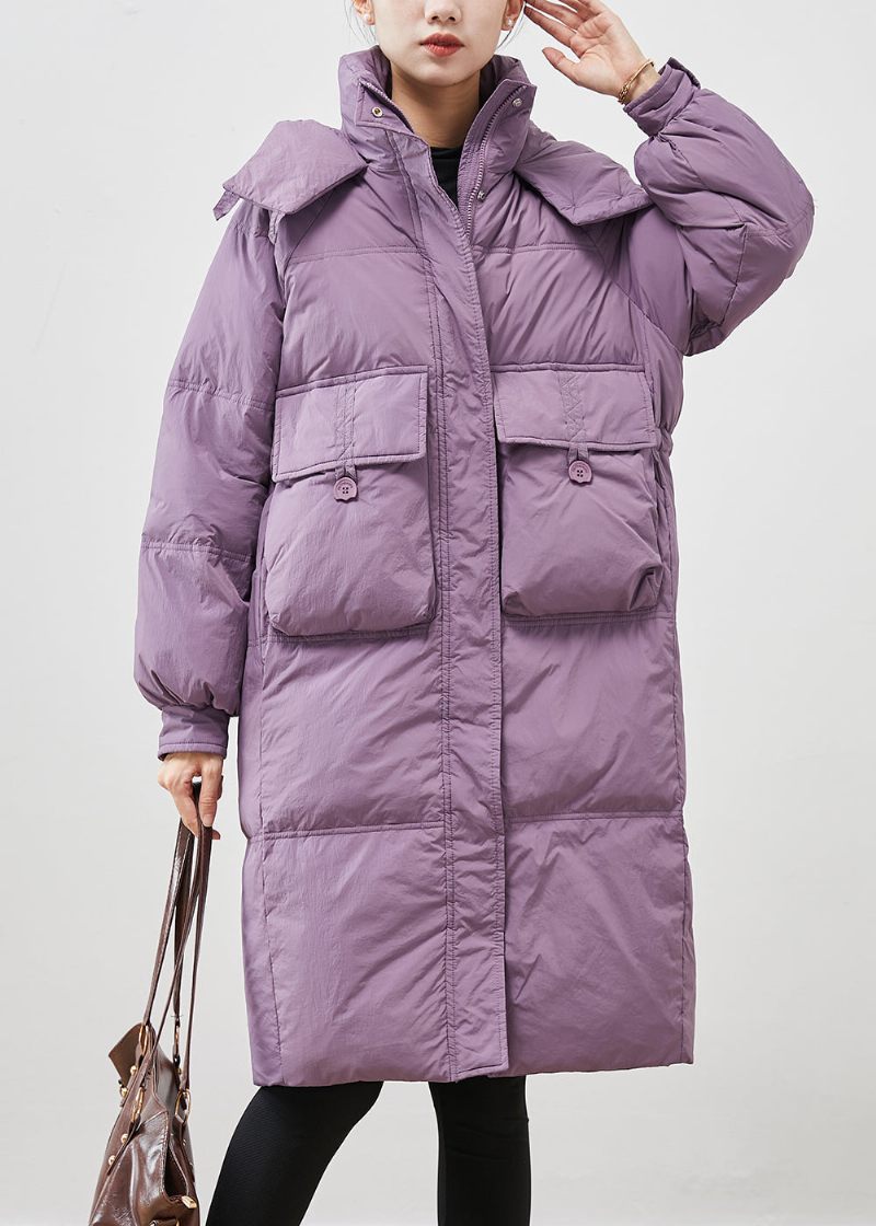 Unika Lila Huvfickor Duck Down Puffers Jackor Vinter