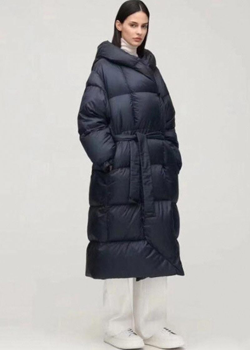 Unika Navy Hooded Fickor Tjock Vinter Duck Down Coat