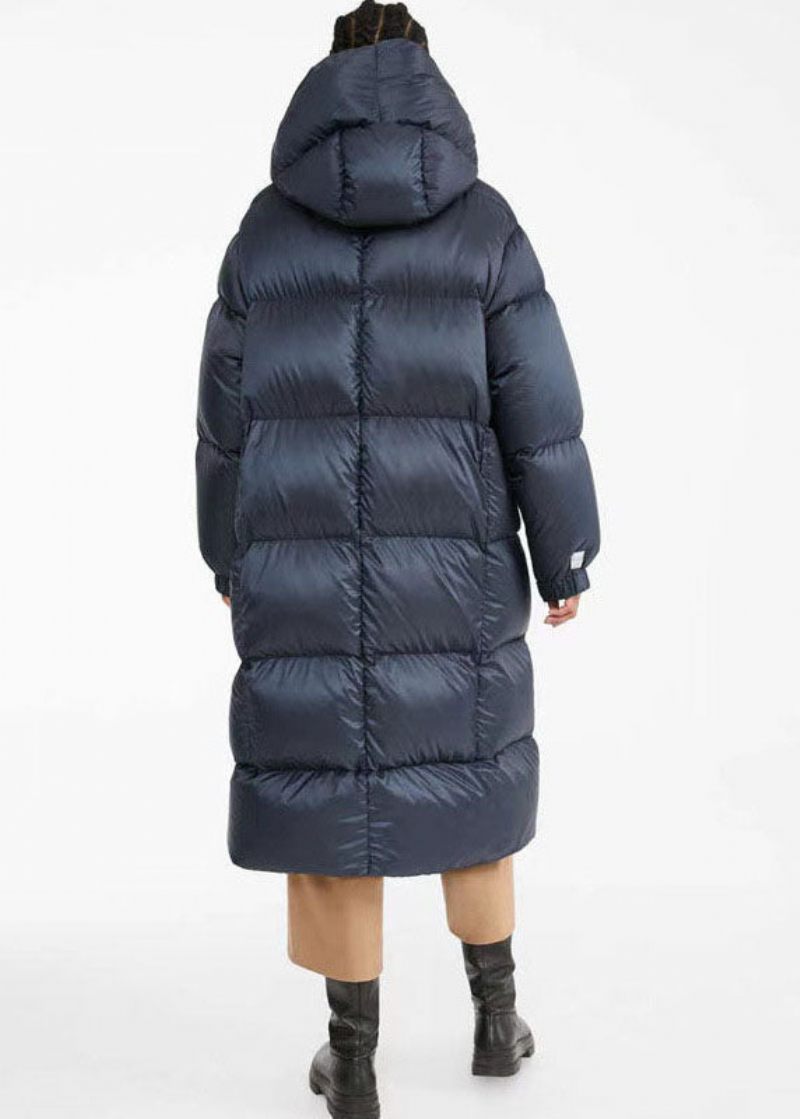 Unika Navy Hooded Fickor Tjock Vinter Duck Down Coat - Marin