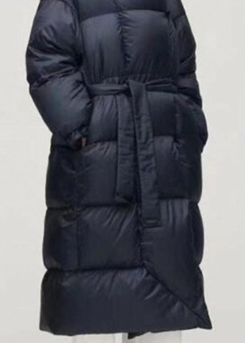 Unika Navy Hooded Fickor Tjock Vinter Duck Down Coat - Marin