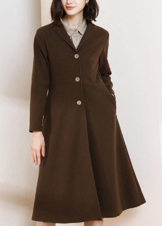 Vacker Choklad Plus Size Trenchcoat Mönster Stor Fåll Våren Damrockar