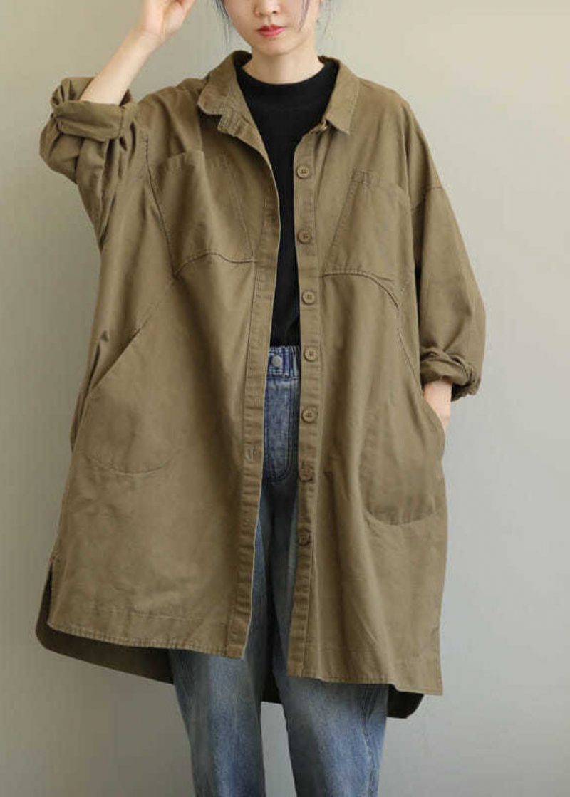 Vacker Khaki Peterpan Krage Button Trench Spring