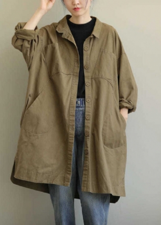 Vacker Khaki Peterpan Krage Button Trench Spring