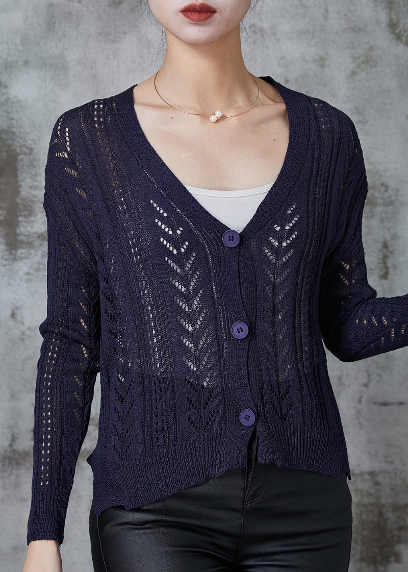 Vacker Navy Button Down Knit Cardigan Spring