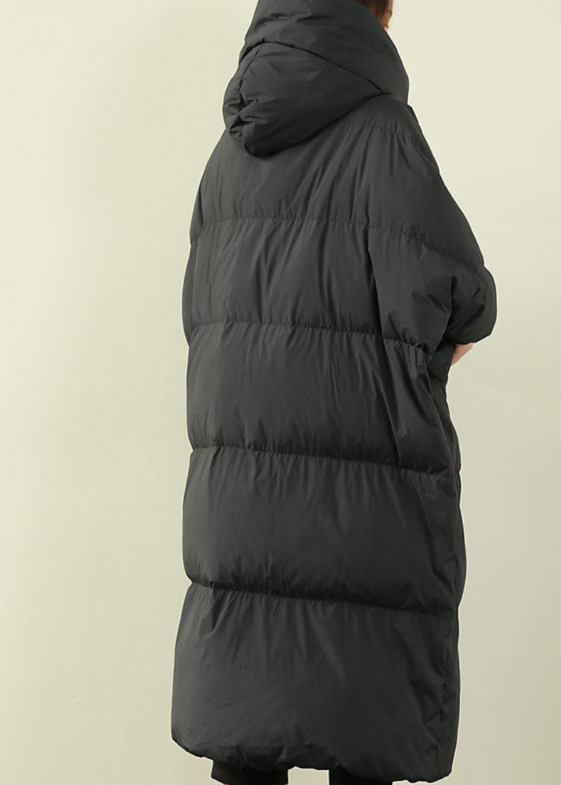 Vacker Svart Huva Casual Duck Down Coat Vinter - Svart