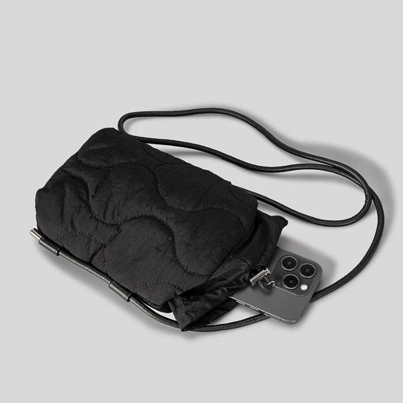 Vadderade Crossbody-väskor För Kvinnor Designer Dun Bomullsaxelväska Casual Nylon Messenger Bag Small - Svart