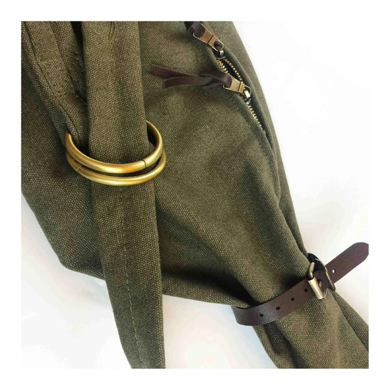 Väska Army Green Sun Tide Canvas Single Diagonal Span Läder - Armégrönt