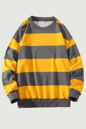 Vår Höst Randig Tröja För Män Amerikansk Stil Vintage Långärmad Casual Lösa Tröjor Unisex School Streetwear Chic Toppar