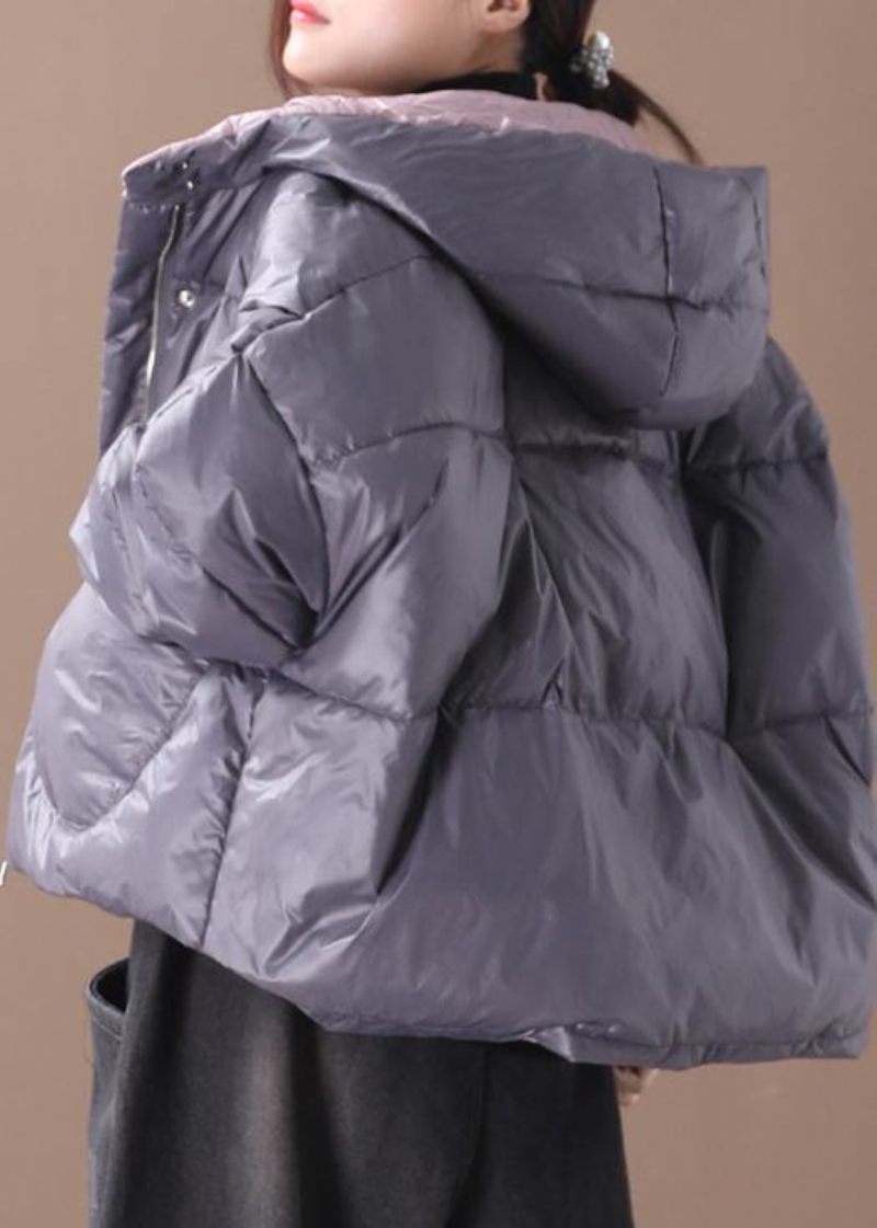 Varm Grå Parkas Plus Size Vinterhuva Tjock Kappa - Dunjackor för kvinnor