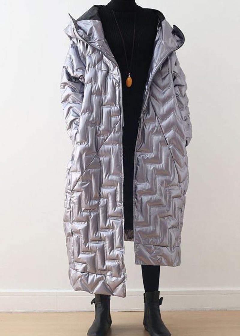 Varm Grön Glänsande Dunjacka Vinter Plus Size Hoodeddamer Parkas Tjocka Elegant Jackor