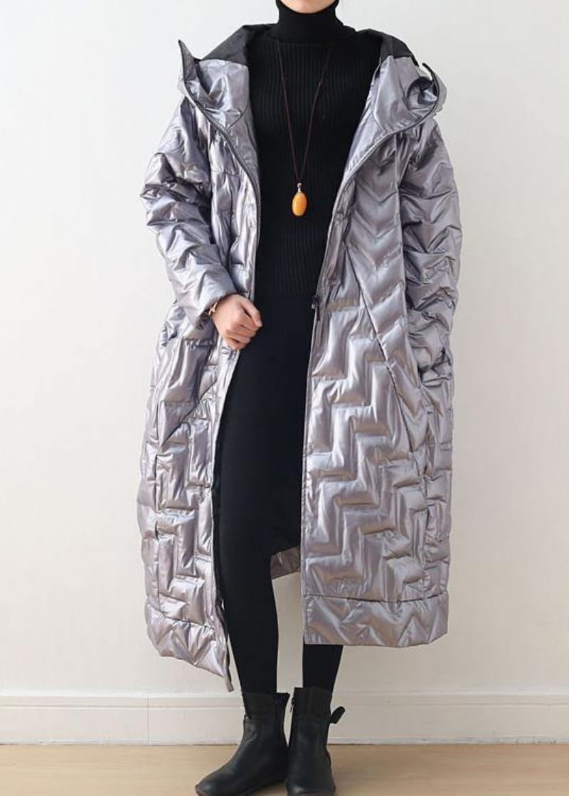 Varm Grön Glänsande Dunjacka Vinter Plus Size Hoodeddamer Parkas Tjocka Elegant Jackor - Grön