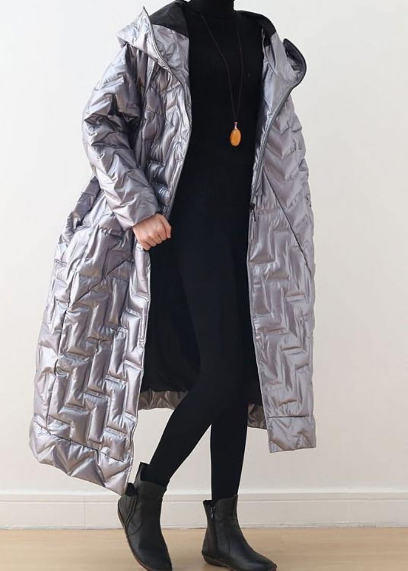 Varm Grön Glänsande Dunjacka Vinter Plus Size Hoodeddamer Parkas Tjocka Elegant Jackor - Grön