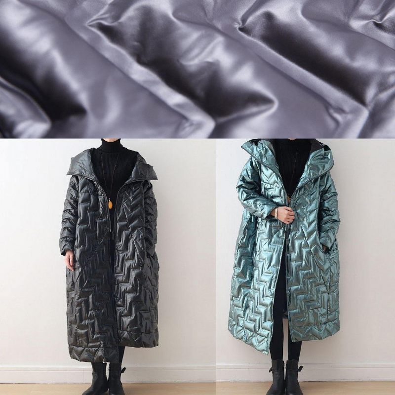 Varm Grön Glänsande Dunjacka Vinter Plus Size Hoodeddamer Parkas Tjocka Elegant Jackor - Grön