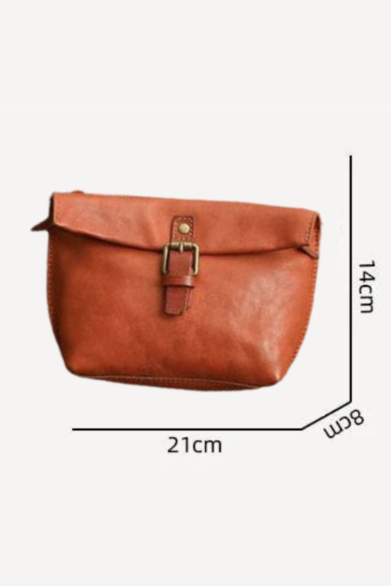 Vintage Äkta Läder Damväskor Dam Axelväska Flickor Kvinna Mjukt Crossbody-väska - Mörkbrun