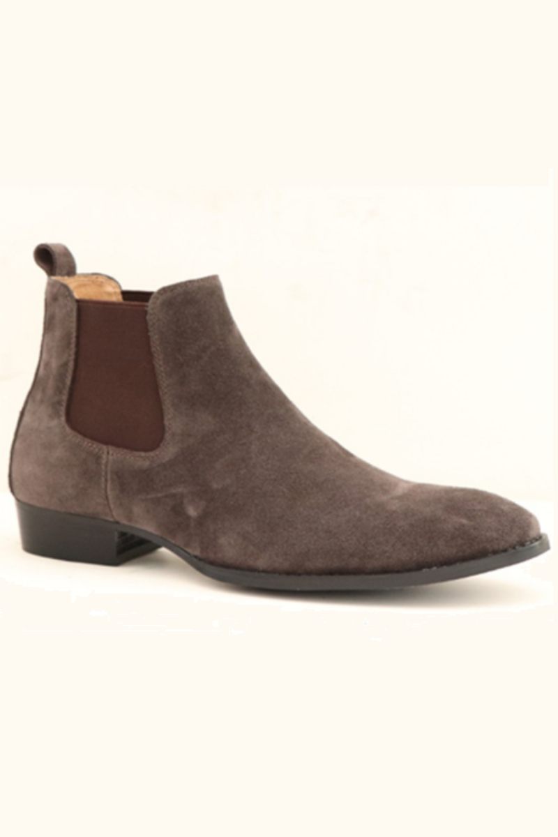 Vinter Handgjord Wedge Slim Elastisk Slip On Herr Casual Mockaboots Äkta Läder Toed Chelsea Ankel Skor