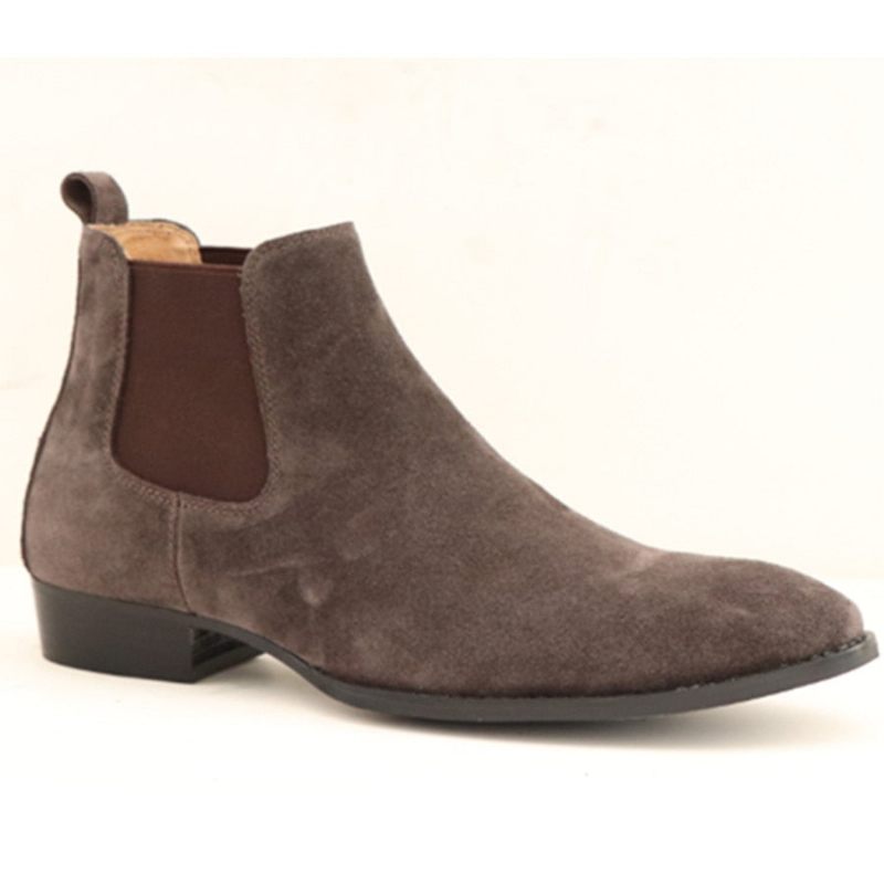 Vinter Handgjord Wedge Slim Elastisk Slip On Herr Casual Mockaboots Äkta Läder Toed Chelsea Ankel Skor - Svart