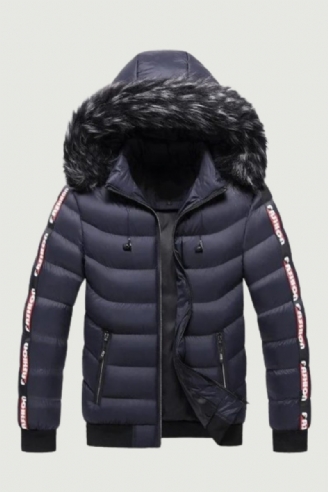 Vinter Herr Velvet Parka Coat Pälskrage Hooded Plus Thick Warm Jacka