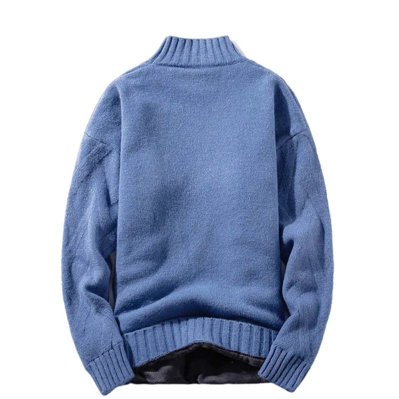 Vinter Män Tröja Turtleneck Stickare Pullovers Varm Fritid Lång Ärm Tjocka Varma Streetwear - Kaki