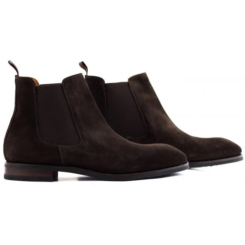 Vinter Solid Chelsea-stövlar För Män Handgjorda Arbetsskor Herr Add Velvet Non-slip Designer Boot - Brun