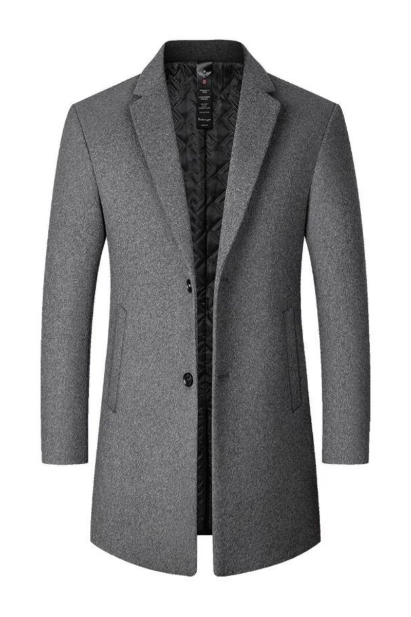 Vinter Ull Män Tjock Kappa Krage Man Ull Blend Ytterkläder Jacka Smart Casual Trench