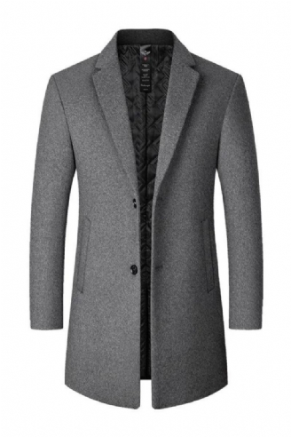 Vinter Ull Män Tjock Kappa Krage Man Ull Blend Ytterkläder Jacka Smart Casual Trench