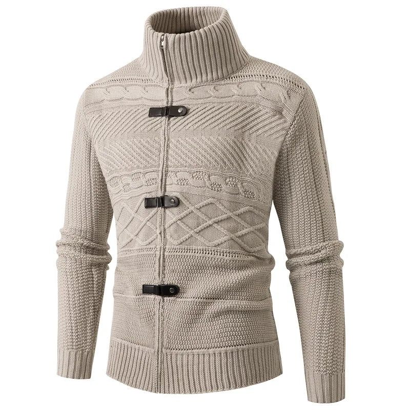 Vintervarma Män Casual Slim Fit Herrtröjor Cardigan Horns Tjock Tröja Knapp Topplack - Kaffe